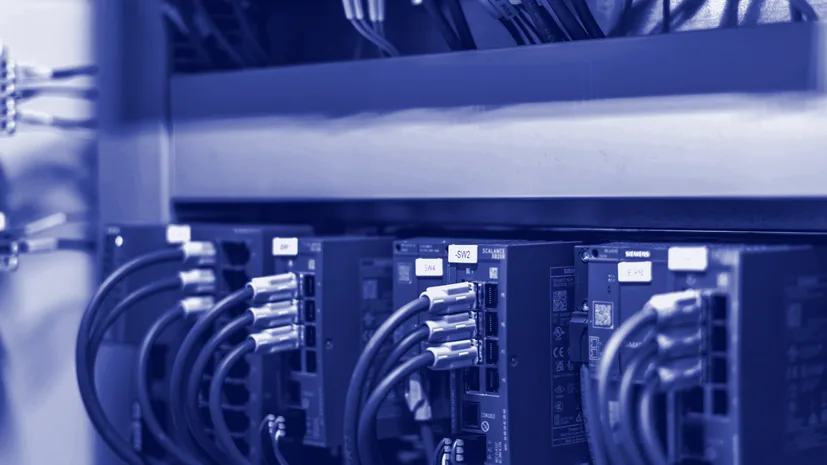Control units and network switches wired into a cabinet